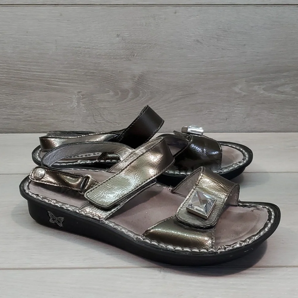Alegria Women VER-123 Verona Chrome Leather Sandals shoes sz 36/6-6.5